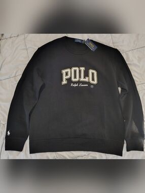 Polo Ralph Lauren Spellout Crewneck Sweatshirt Black BNWT Size Large